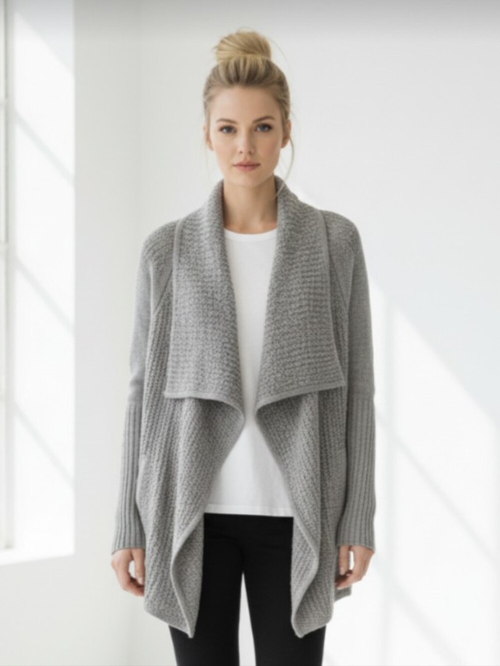 NWOT! ANN TAYLOR LOFT! WOOL BLEND NUBBY FINISH BEIGE OPEN CARDI SWEATER! SZ M